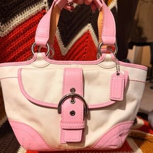 Coach Pink and White Satchel
